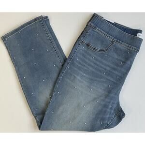 Lane Bryant Women’s Pull-On Fit High-Rise Pearl Embellished Straight Jean Sz 18P